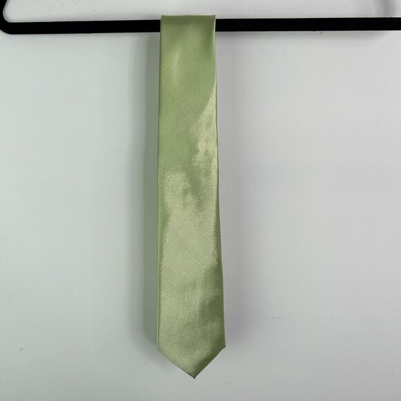 Barry Wang Mens Tie Light Green 100% Silk Necktie Formal Business Wedding - Picture 1 of 3